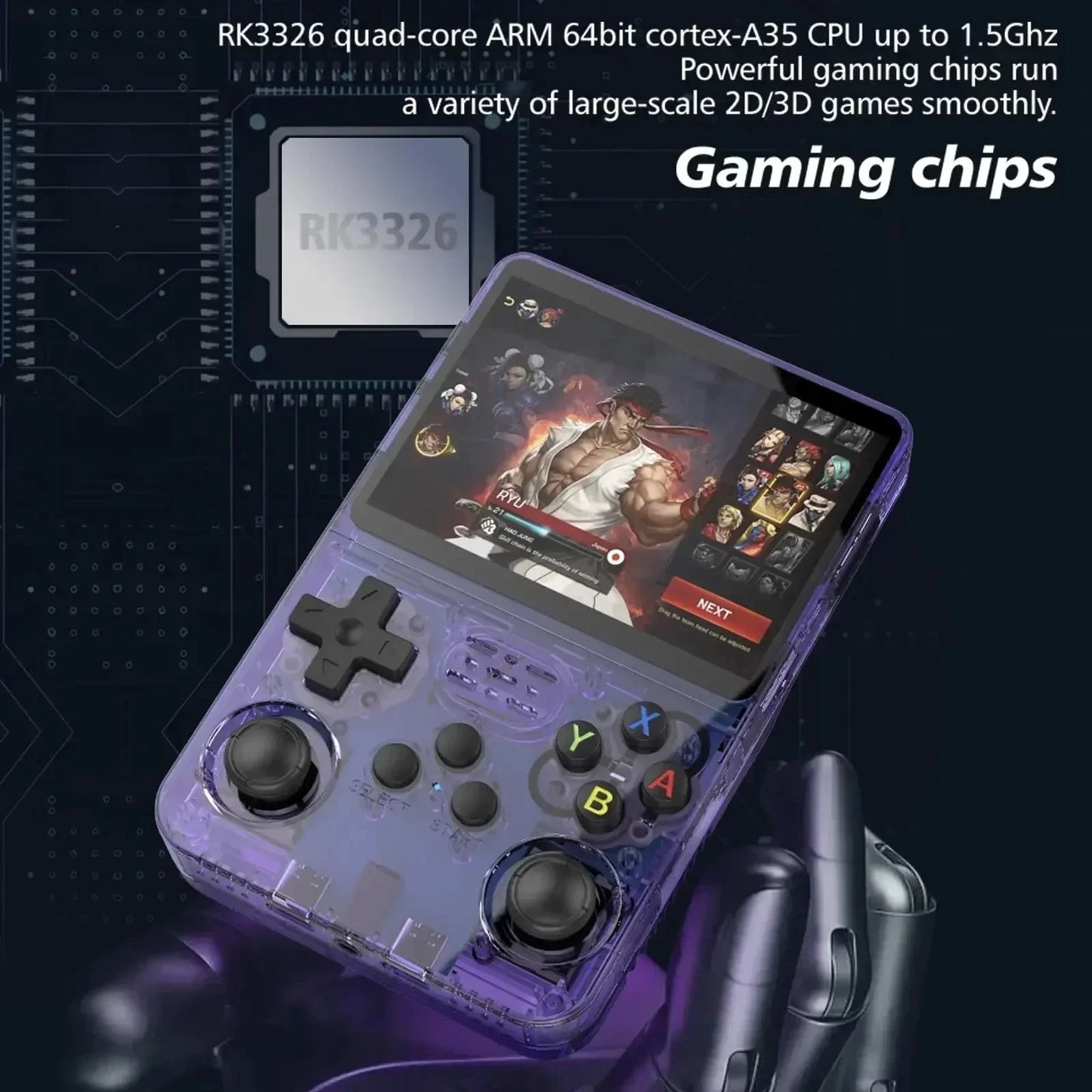 R36S Retro Handheld Console Purple Linux System 3.5in IPS Screen Portable AU