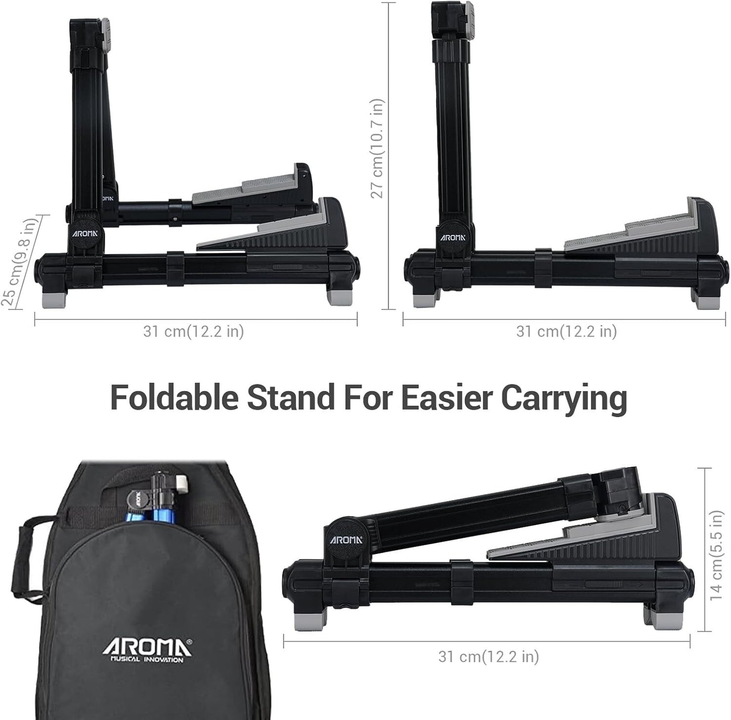 Guitar Stand - Foldable Aluminum Floor Stand Adjustable for All Types of Guitars 356565053190