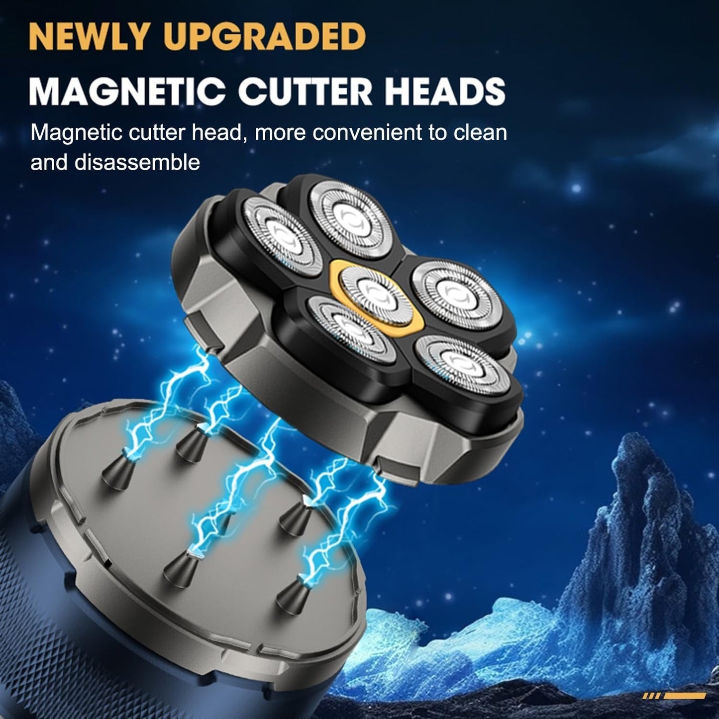 Electric Head Shaver for Bald Men 6D Magnetic Razor Wet/Dry Beard Hair Trimmer 357344468256