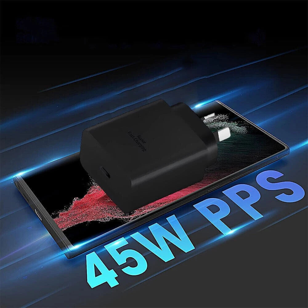 Genuine Samsung 45W Super FAST Wall Charger PD Adapter & Type C USB-C Cable S23