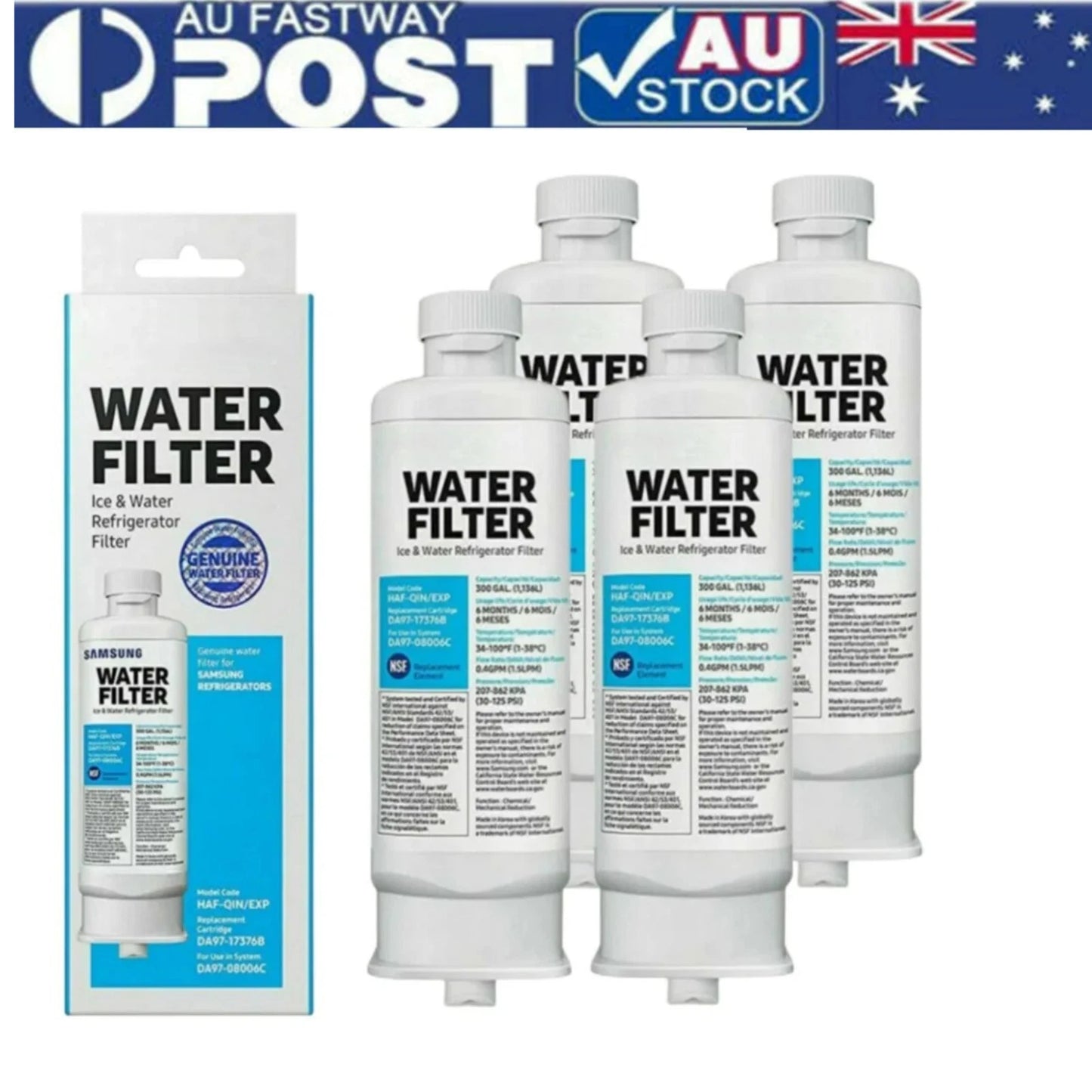 4 Pack Waterfilters Compatible with Samsung DA97-17376B HAF-QIN/EXP DA97-08006C Refrigerator Water Filter