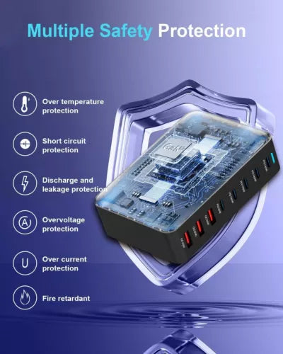 10x 600W GaN Fast Charging Station – USB-C PD Desktop Charger for iPhone & Laptops