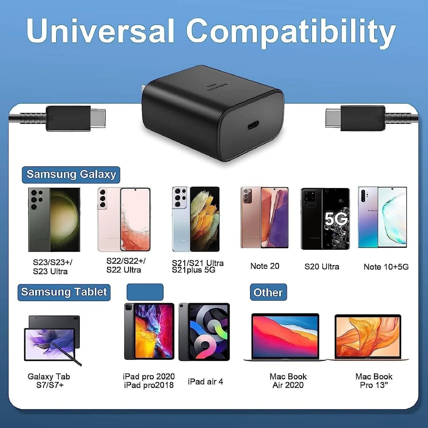 45W Super Fast Wall Charger w/Type-C Cable For Samsung Galaxy S21 22 S23 Ultra
