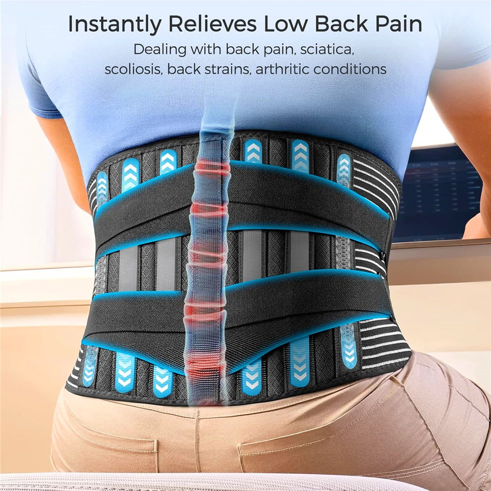 Lumbar Support Belt – Lower Back Brace for Pain Relief, Posture Correction & Wai