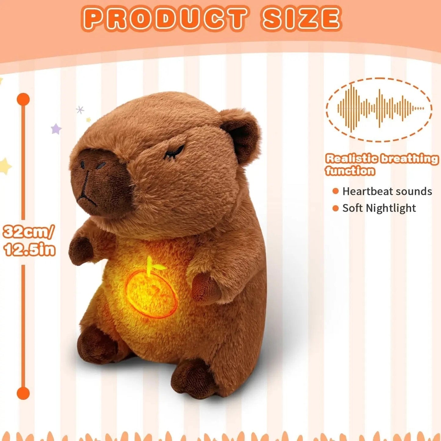 Capybara Breathing Musical Soothing Doll Sleep Toy Anxiety Relief Plush Toy Gift