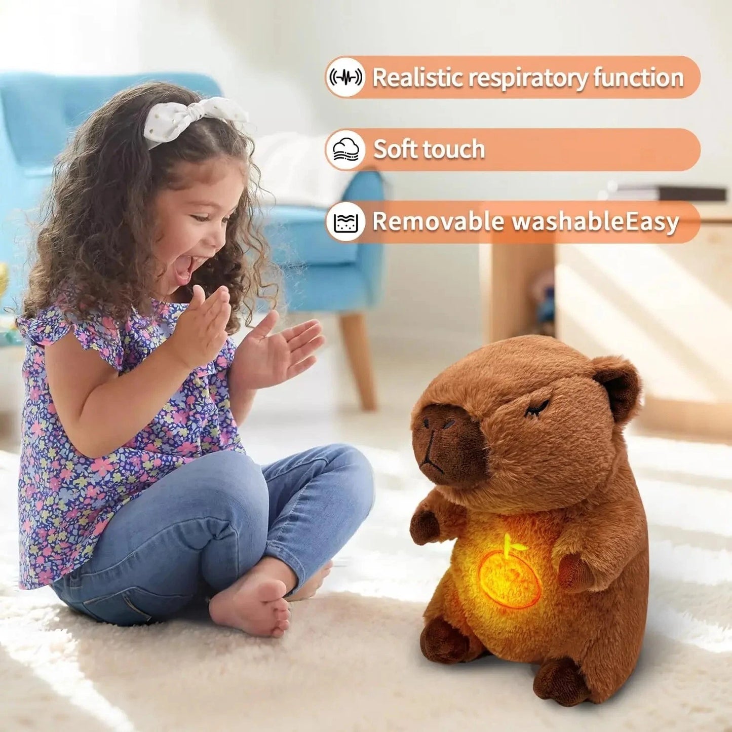 Capybara Breathing Musical Soothing Doll Sleep Toy Anxiety Relief Plush Toy Gift