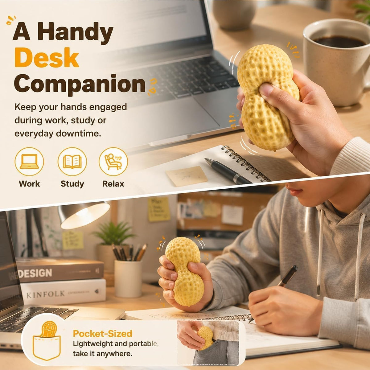 Crunchy Peanut Squishy Toys, Crunchy Squishy Fidget Toys for Relief