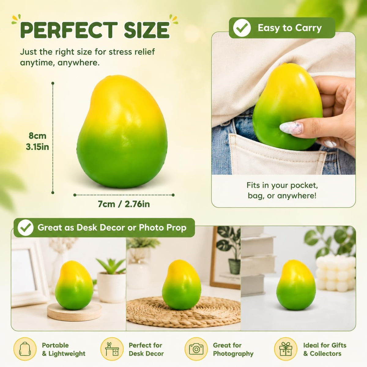 Crunchy Mango Squishy - Heat Activated Color Changing Mango Squishy