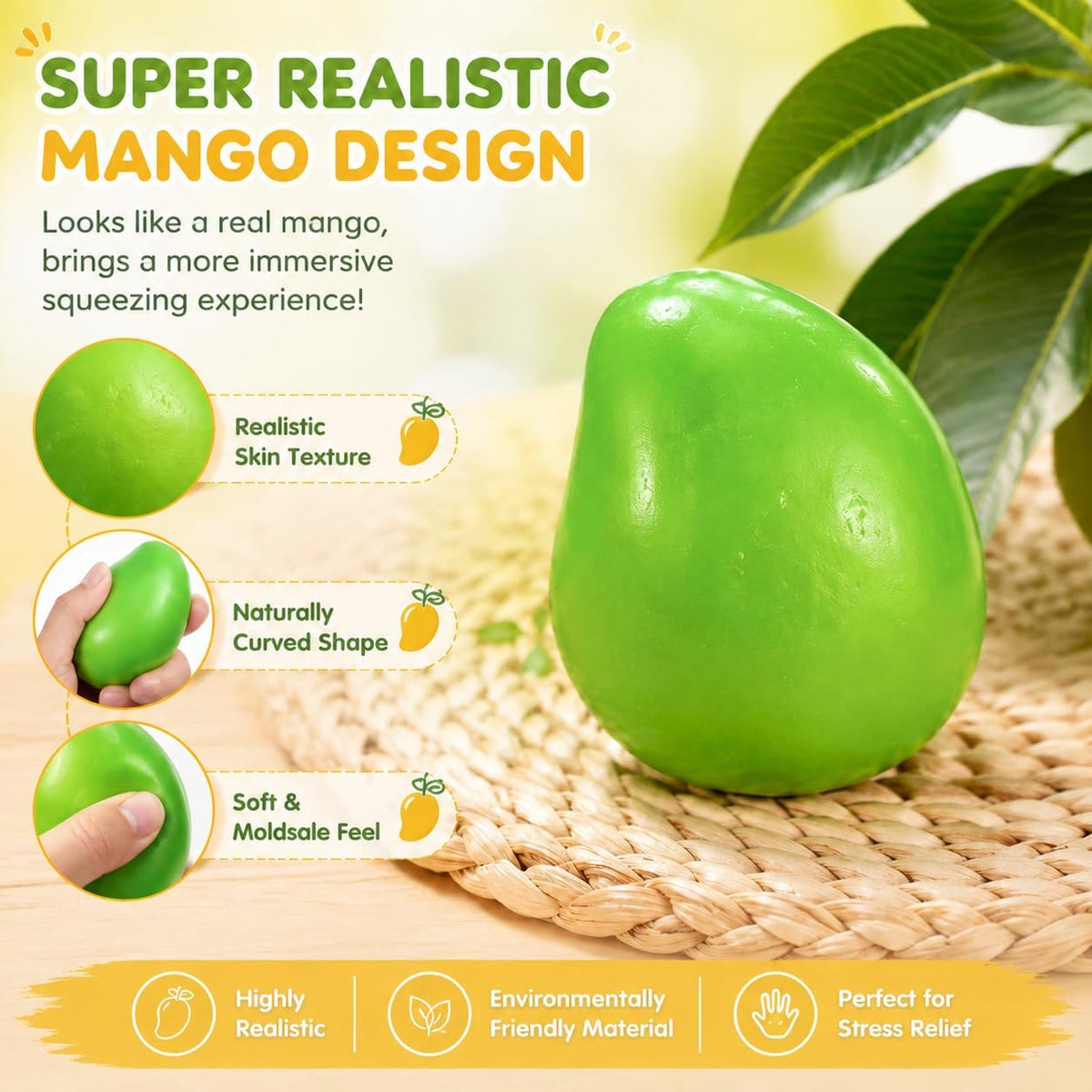 Crunchy Mango Squishy - Heat Activated Color Changing Mango Squishy