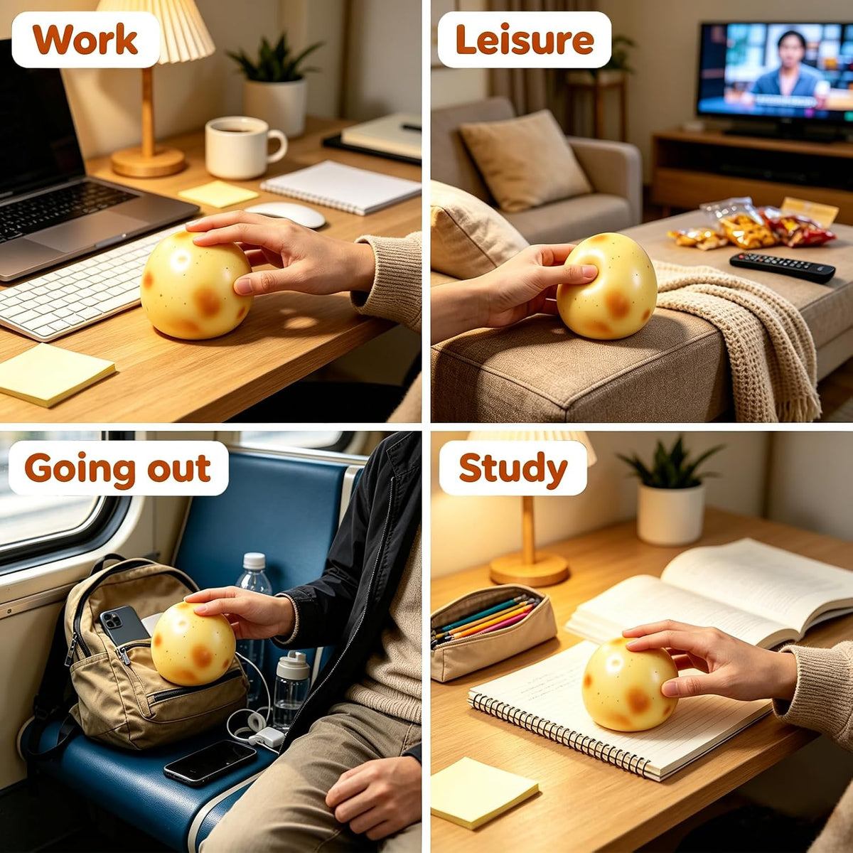 Crunchy Potato Squishy Toys, Slow Rising Sensory Toys for Stress Relief