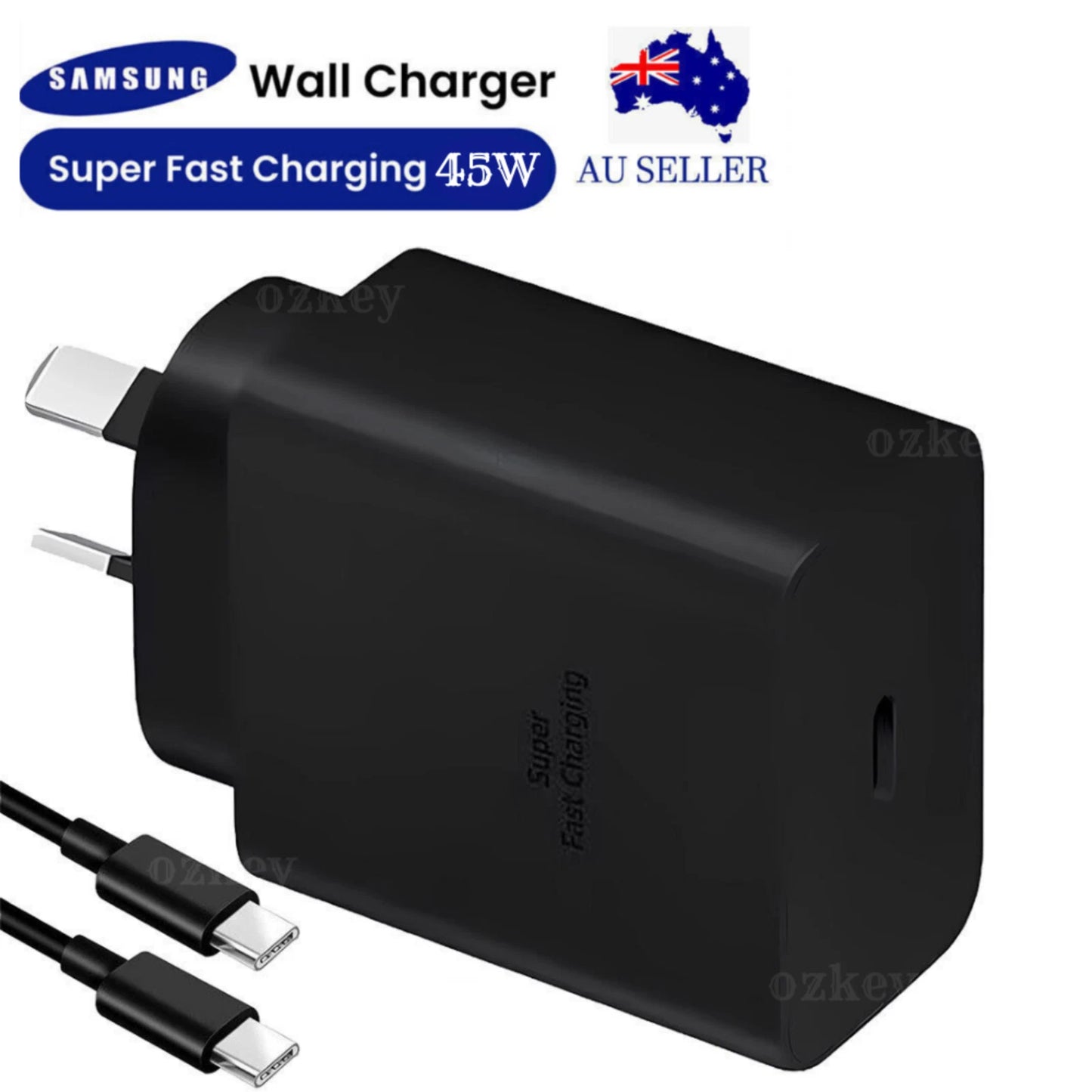 Genuine Samsung 45W Super FAST Wall Charger PD Adapter & Type C USB-C Cable S23