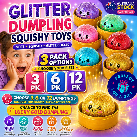 Glitter Dumpling Squishy Toy Sensory Stress Relief Squeeze Toy with Box