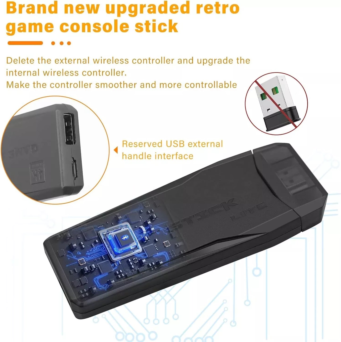 Wireless 20000+ 4K HDMI TV Video Game Stick Retro Gaming Console w/ 2 Controller