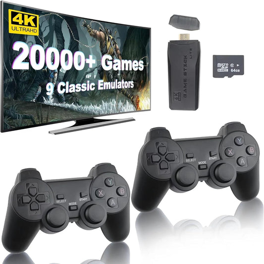 Wireless 20000+ 4K HDMI TV Video Game Stick Retro Gaming Console w/ 2 Controller