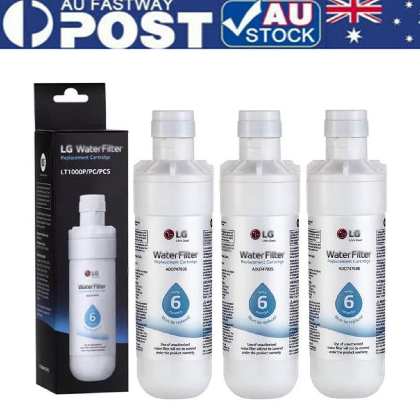 3PACK LG-LT1000P ADQ747935 Genuine Refrigerator Water Filter Replacement AU SHIP 355471622763