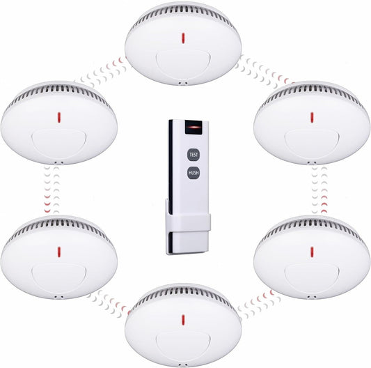 6 ANKA Wireless Interconnected Photoelectric Smoke Alarm Detector & Remote 355913514345
