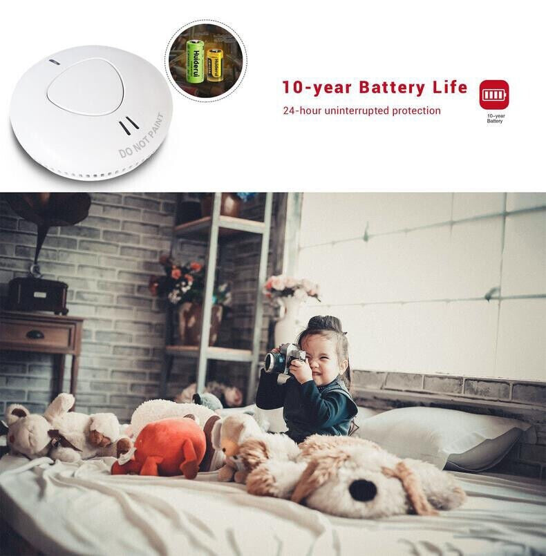 7x Wireless Interconnected Photoelectric Smoke Alarm 10 Year Battery+ Remote 354036431409