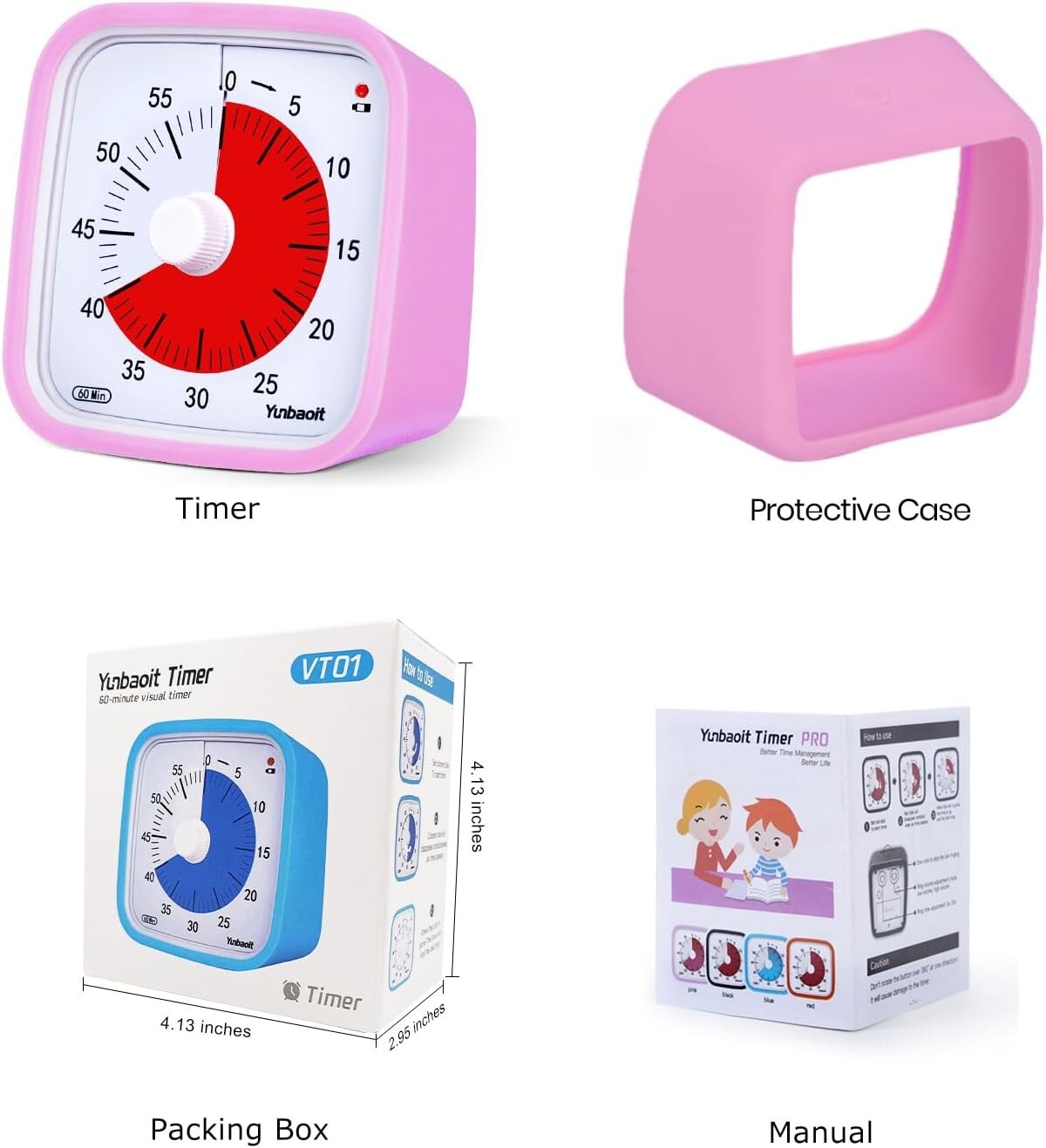 Pink-Yunbaoit Visual Timer,Silent Countdown Clock, Time Management Tool 355519516925