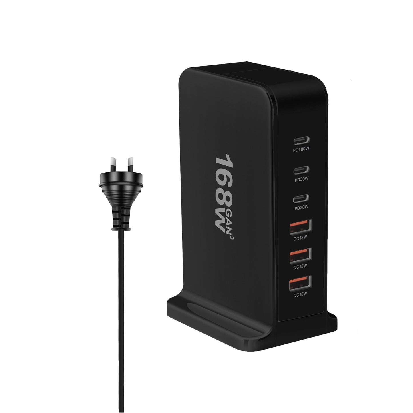 168W Gan 6 Port Charging Station 3 USB-C & 3 USB-A Desktop Charger Power Adapter 355112636990