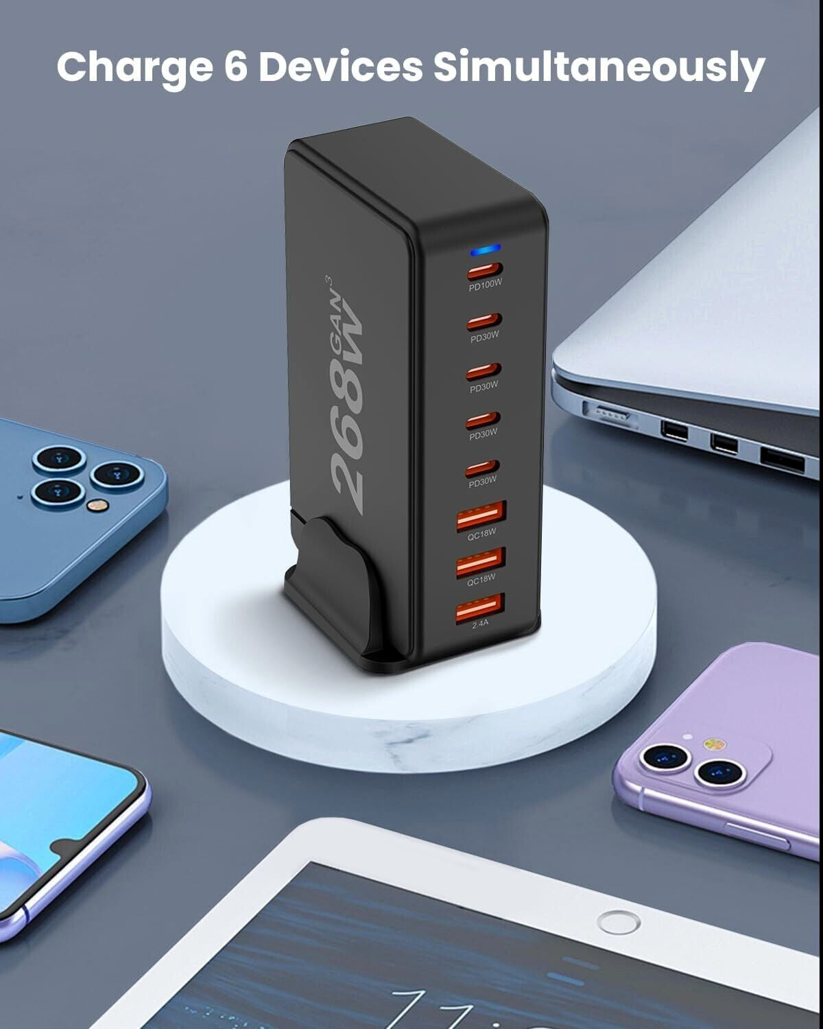 268W Desktop GaN 8-Port Fast USB Charging Station Fast Charging For iPhone iPad 355841141072