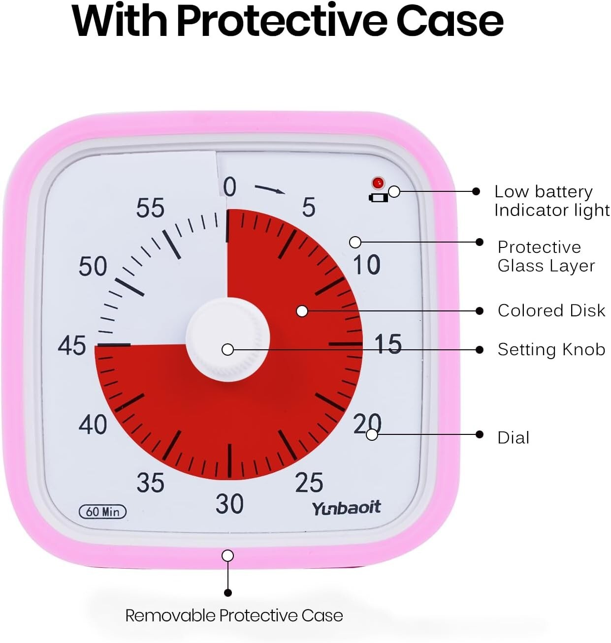 Pink-Yunbaoit Visual Timer,Silent Countdown Clock, Time Management Tool 355519516925