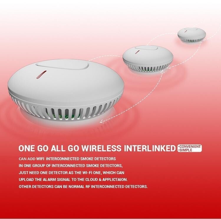 7x Wireless Interconnected Photoelectric Smoke Alarm 10 Year Battery+ Remote 355589277118