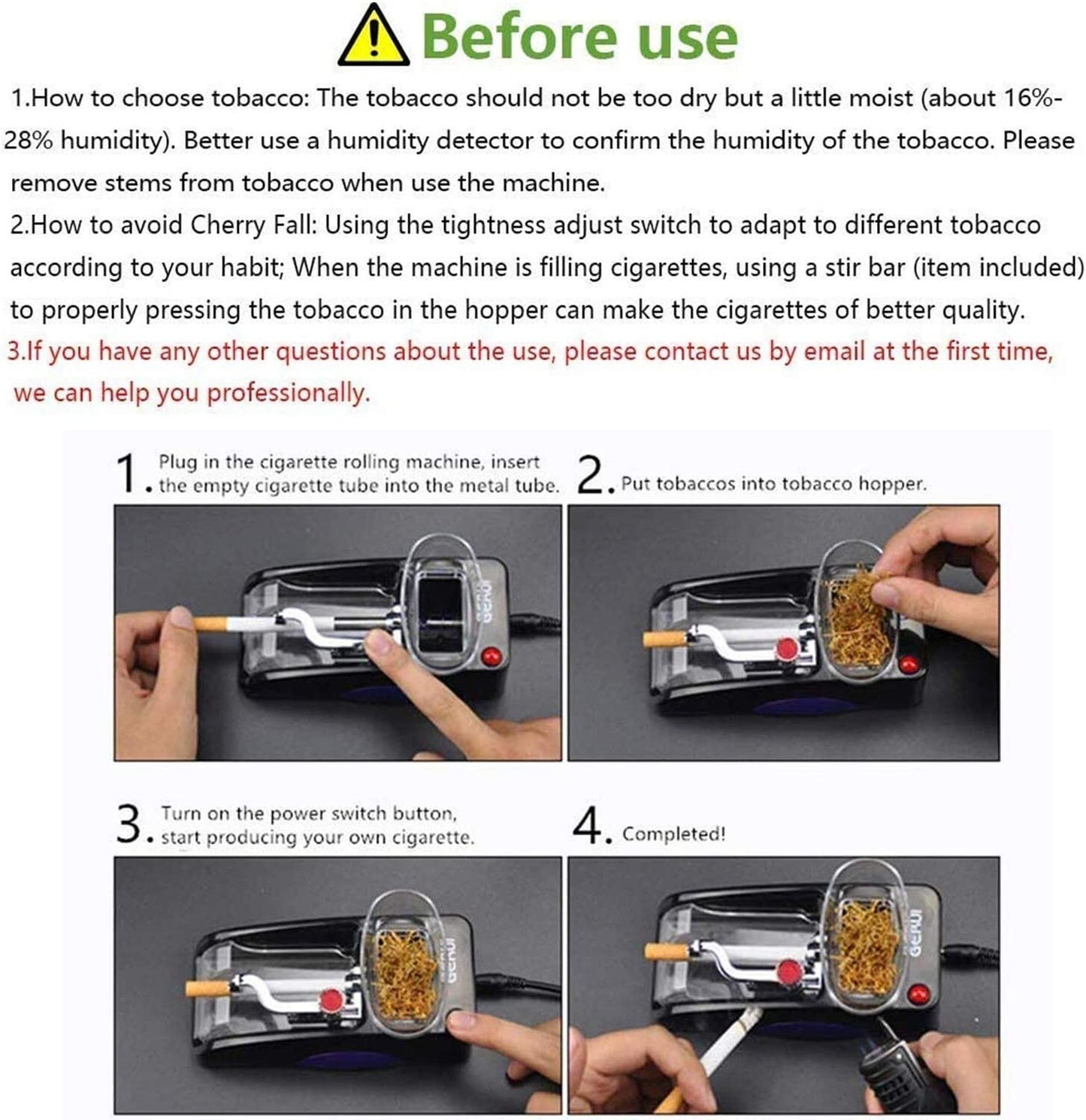 Cigarette Automatic Machine Tobacco Rolling Maker Roller Electric Injector Tube 354425406323