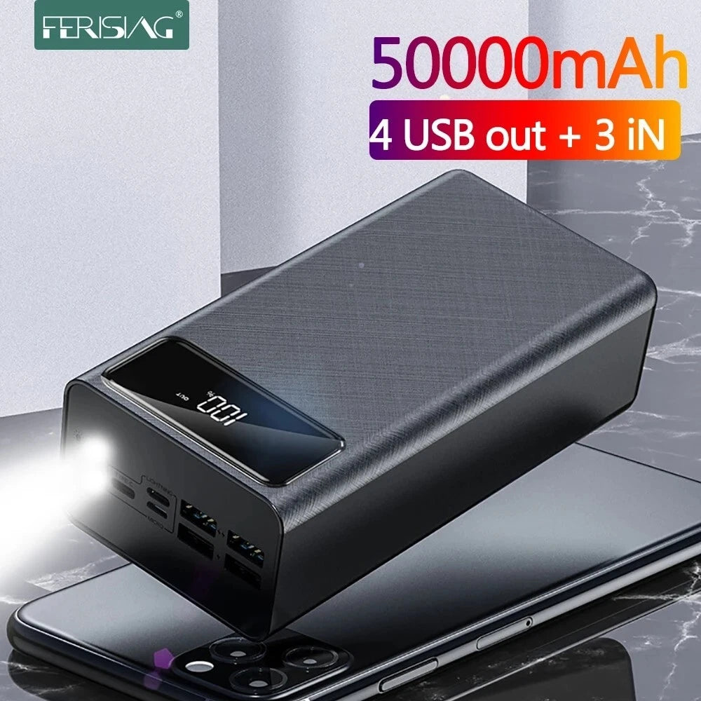 10x 50000mAh Power Bank LED Digital Display 4 USB Battery pack for iPhone 15 Samsung