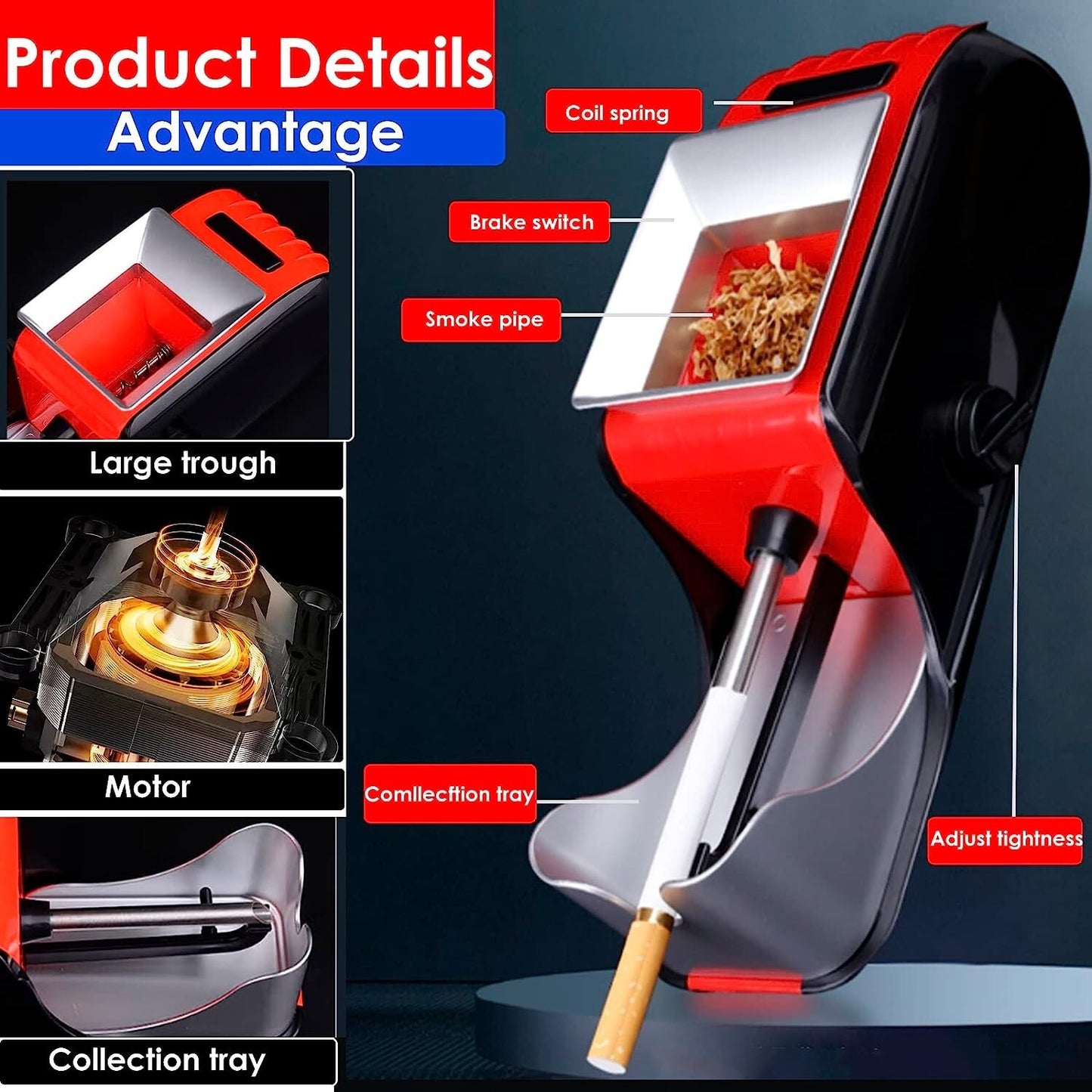Automatic Cigarette Machine Rolling Tobacco Electric Maker Roller Injector Tube 354956969257