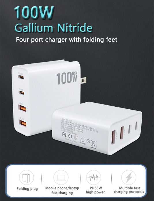 GaN 100W Wall Charger Quick Charging QC PD Type C 4 USB Power Adapter AU Plug 354540640035