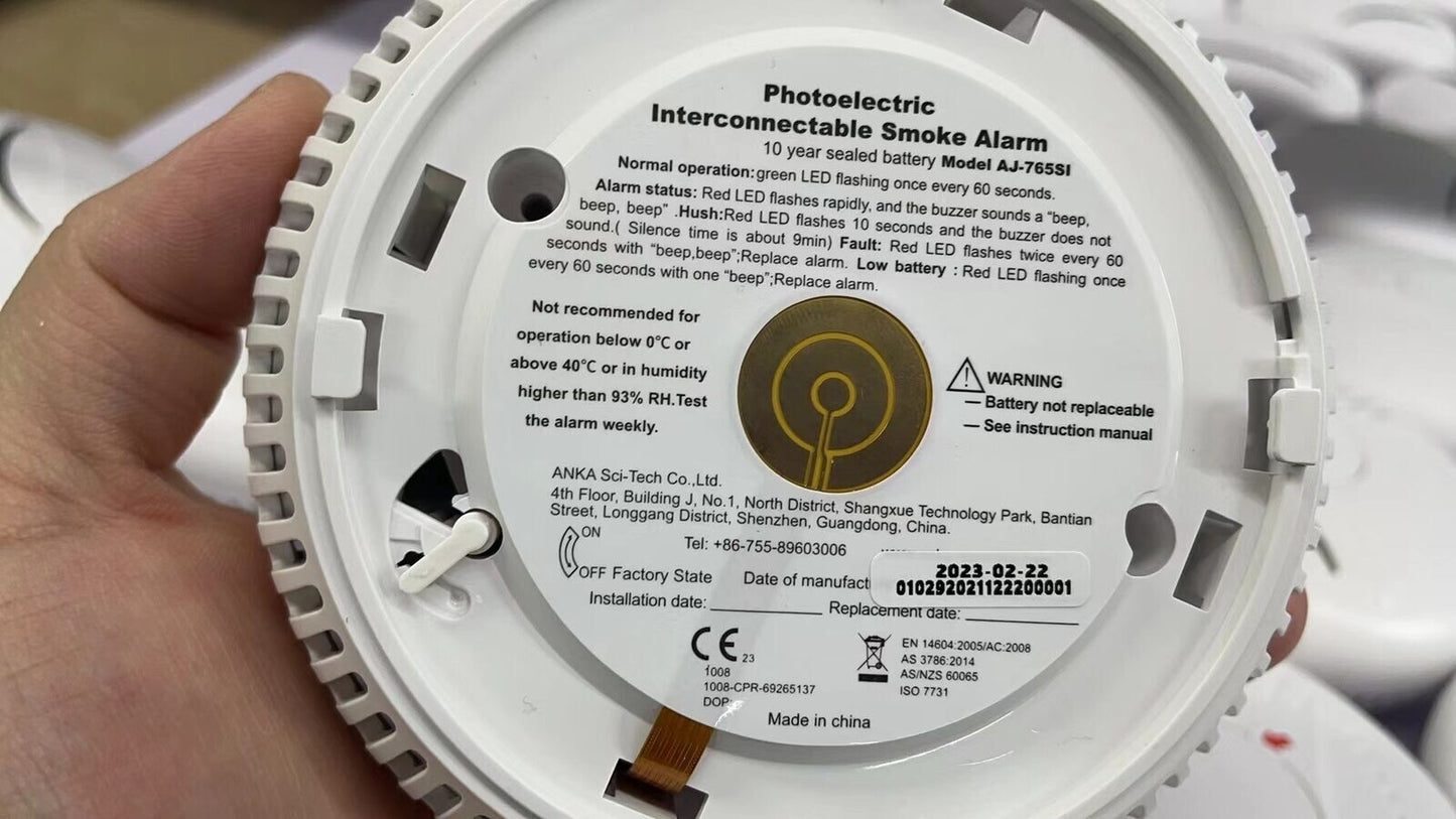 7x Wireless Interconnected Photoelectric Smoke Alarm 10 Year Battery+ Remote 355589277118
