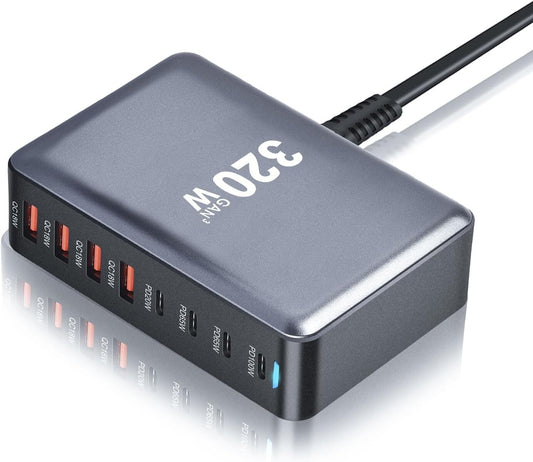 320W GaN III 8 Ports USB C Fast Charging Station Hub Block Portable Wall Charger 355988886812