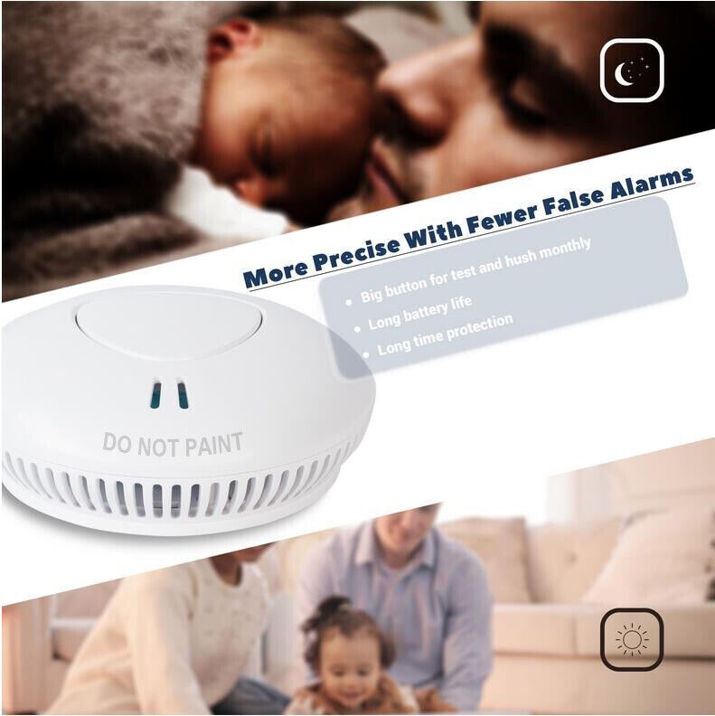 7x Wireless Interconnected Photoelectric Smoke Alarm 10 Year Battery+ Remote 354036431409