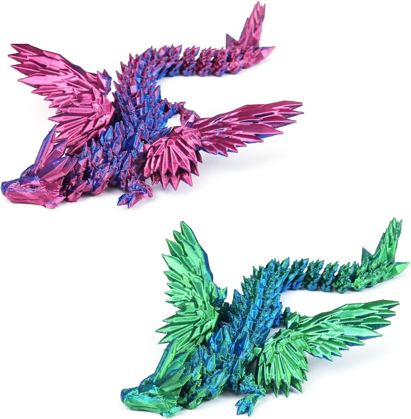 2pcs 3D Printed Winged Dragon, Scale Flexible Dragon Fidget Toys Birthday Gifts 365246610203