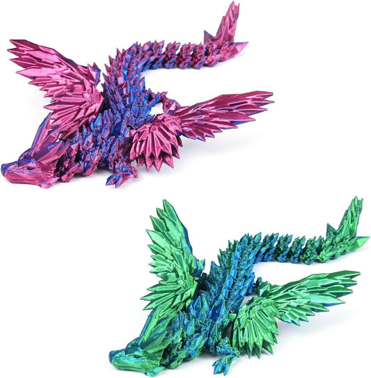 2pcs 3D Printed Winged Dragon, Scale Flexible Dragon Fidget Toys Birthday Gifts 365246610203