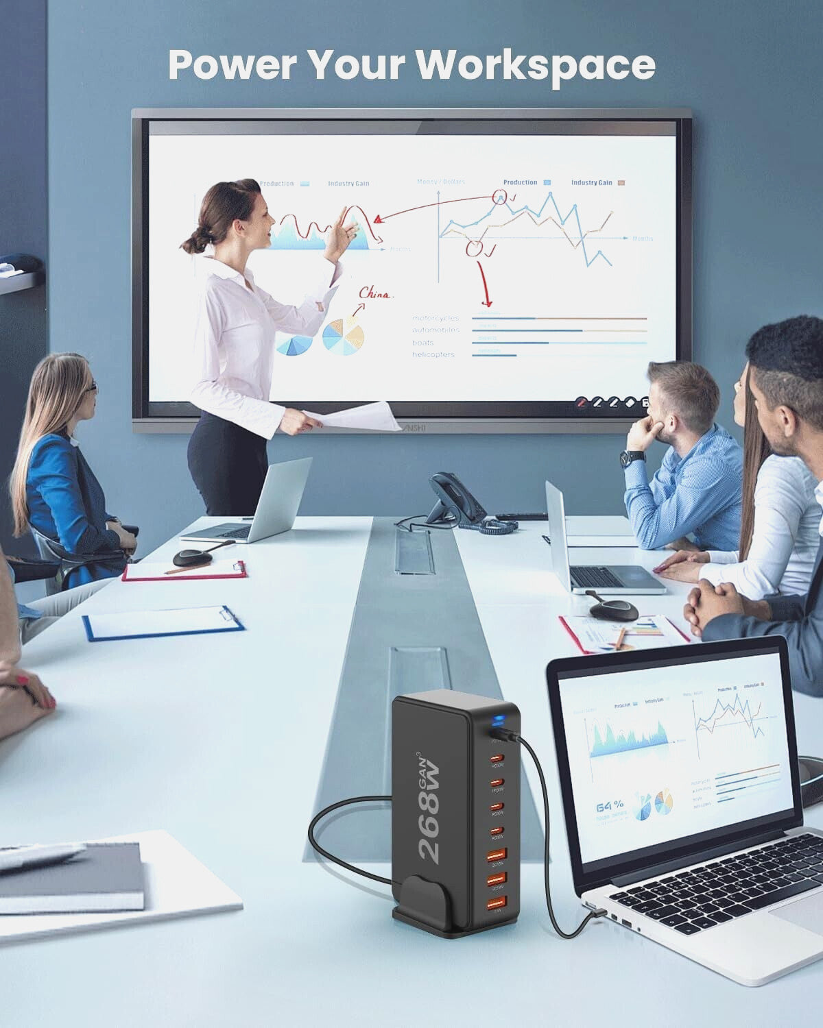 268W Desktop GaN 8-Port Fast USB Charging Station Fast Charging For iPhone iPad 355841141072