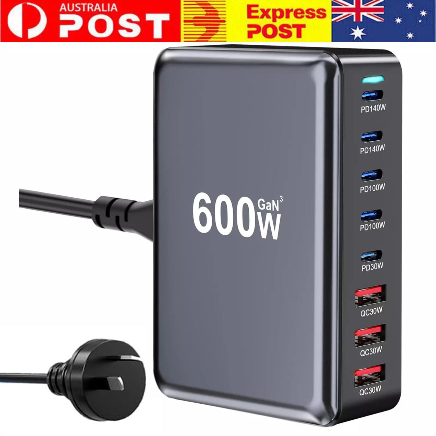 600W GaN Fast Charging Station – USB-C PD Desktop Charger for iPhone & Laptops 356689660773