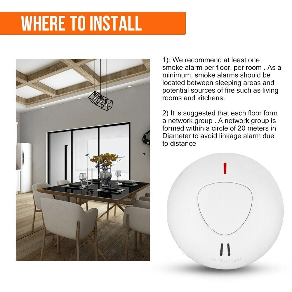 5x ANKA Wireless Interconnected Photoelectric Smoke Alarm Detector & Remote 355913417864