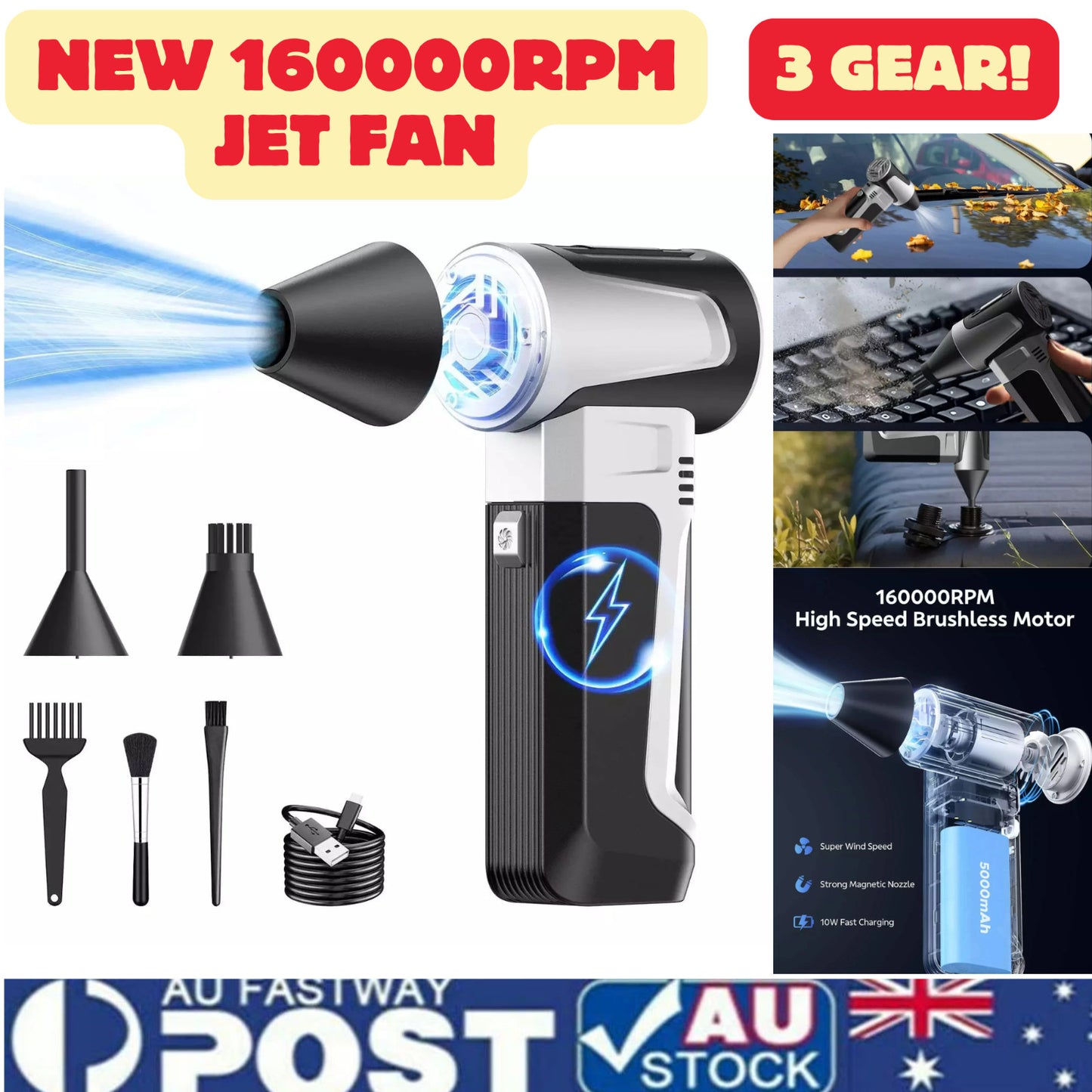 160000 RPM Mini Blower Handheld Electric Turbo Jet Fan Brushless Violent Blower 356542735787