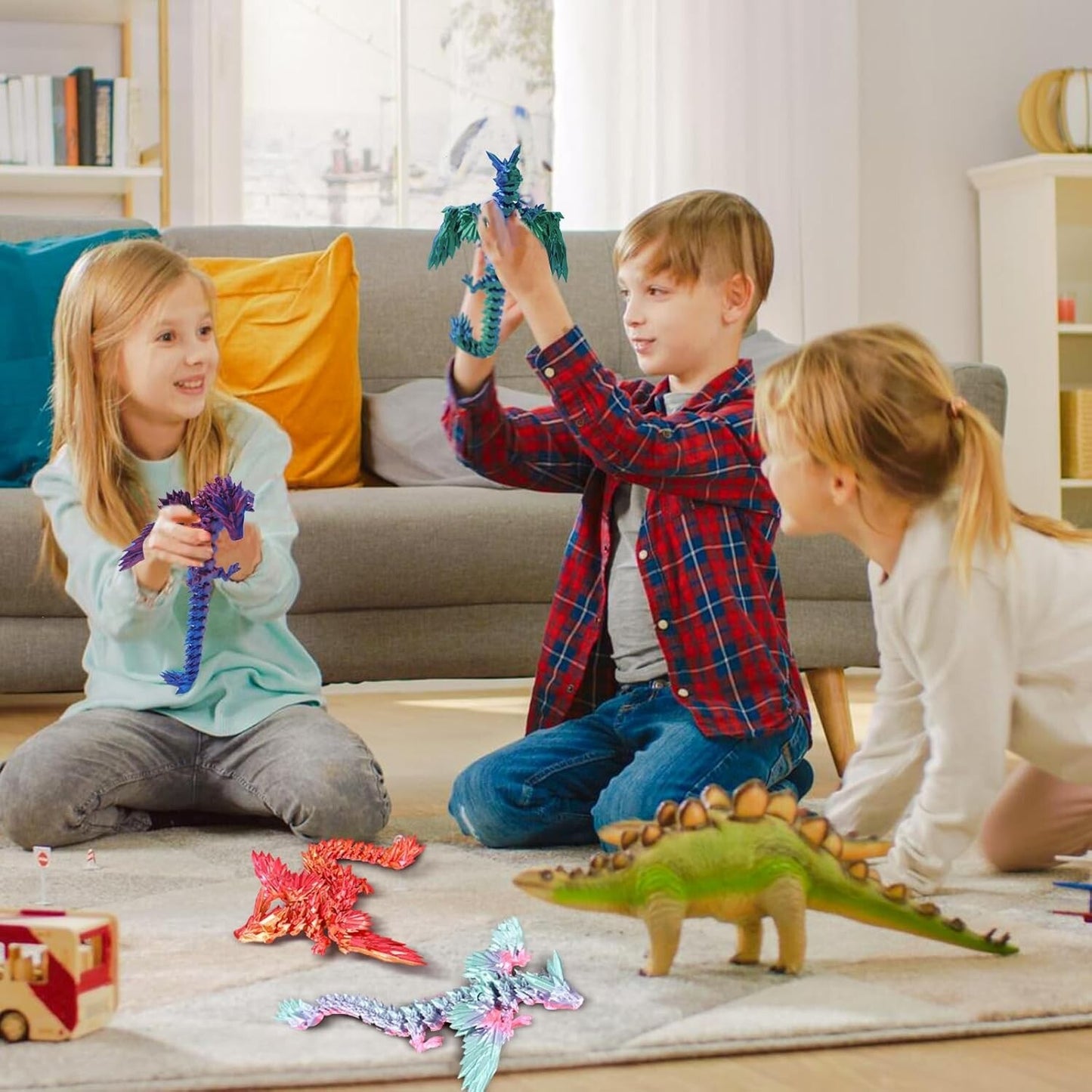 2pcs 3D Printed Winged Dragon, Scale Flexible Dragon Fidget Toys Birthday Gifts 365246610203
