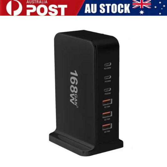 Black 168W GaN USB-C Charging Station PD Fast Charger Adapter for iPhone & More 357216114927