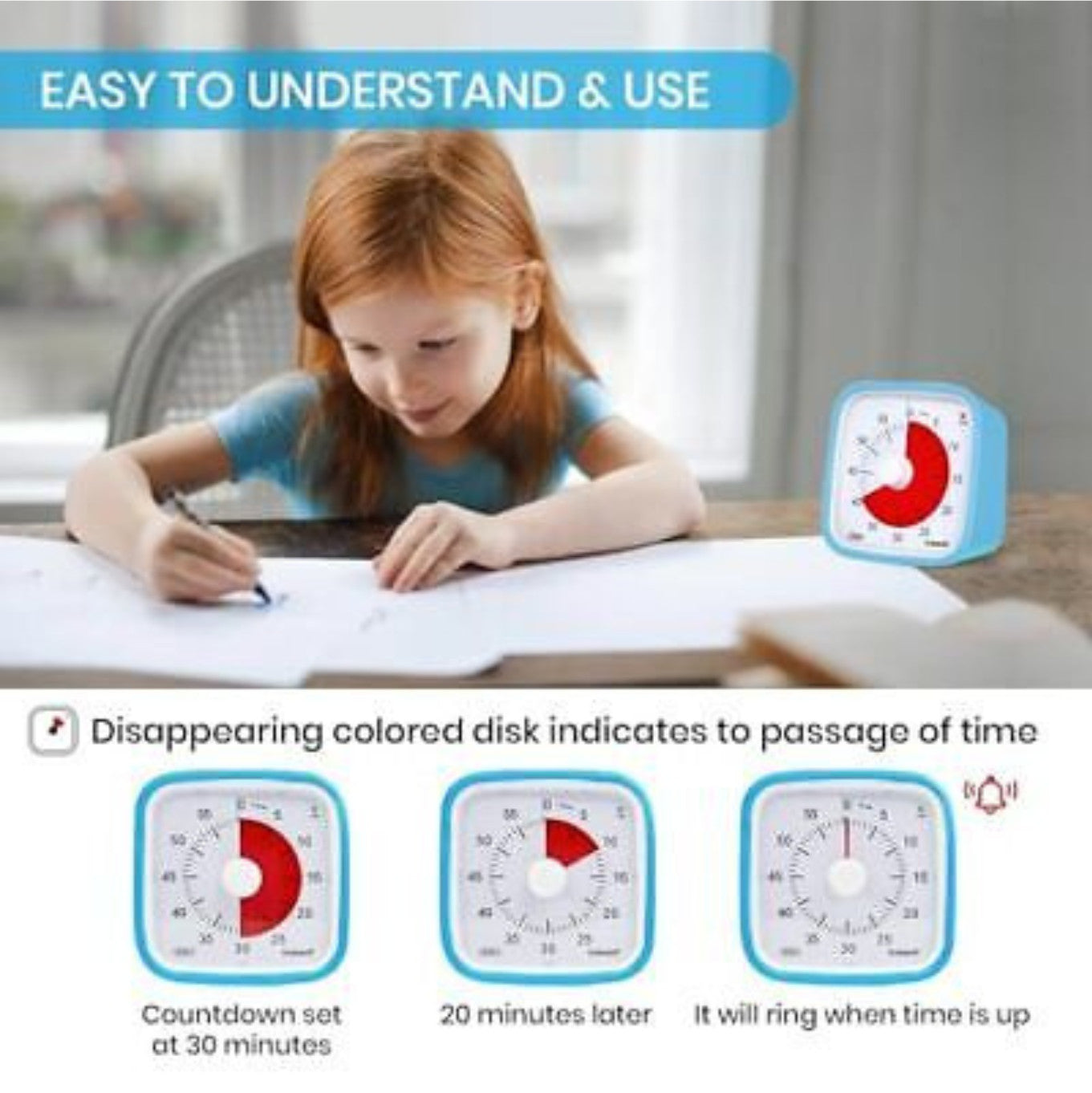 Blue-Yunbaoit Visual Timer,Silent Countdown Clock, Time Management Tool 355519524614
