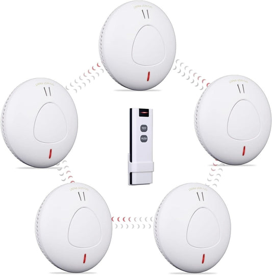 5x ANKA Wireless Interconnected Photoelectric Smoke Alarm Detector & Remote 355913417864