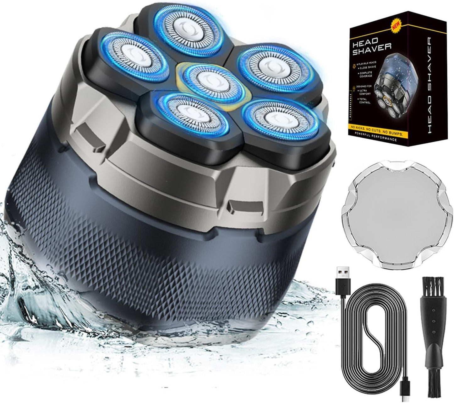 Electric Head Shaver for Bald Men 6D Magnetic Razor Wet/Dry Beard Hair Trimmer 357344468256