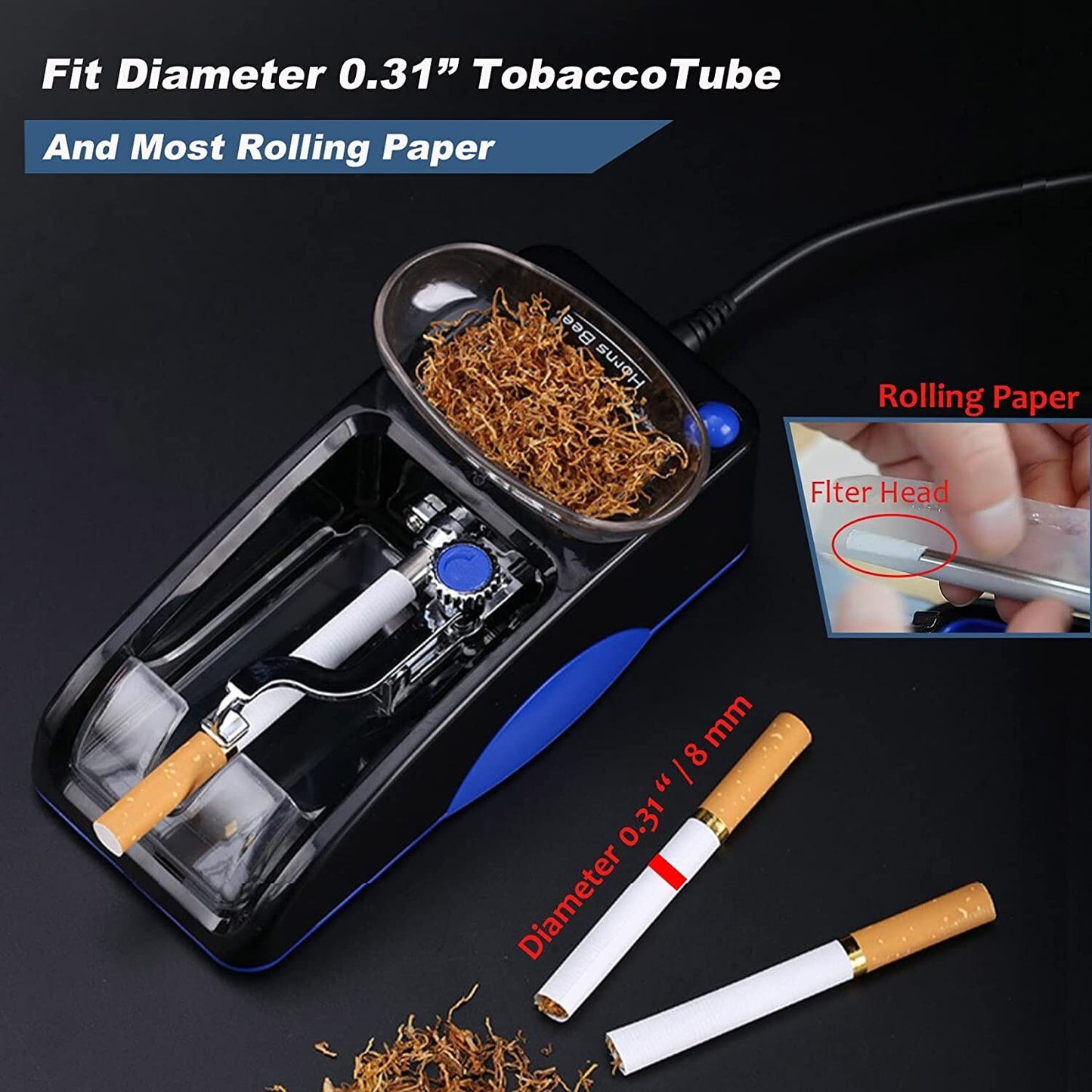 Cigarette Automatic Machine Tobacco Rolling Maker Roller Electric Injector Tube 354559291609