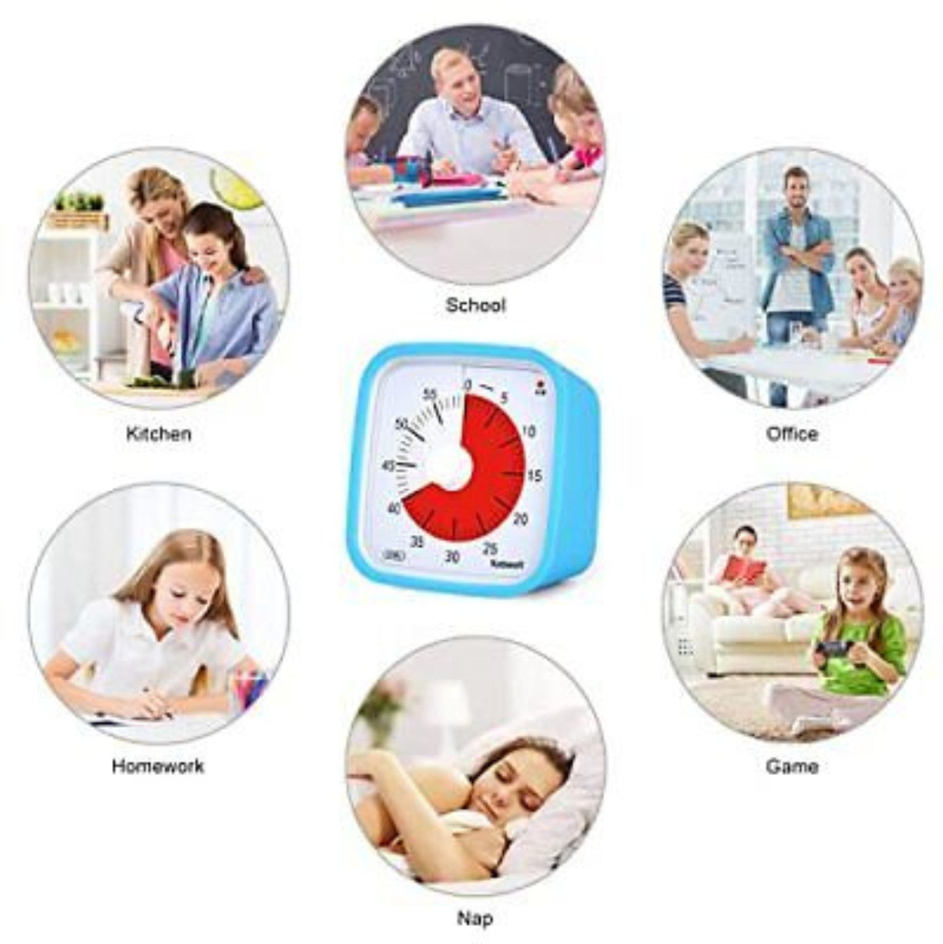 Blue-Yunbaoit Visual Timer,Silent Countdown Clock, Time Management Tool 355519524614
