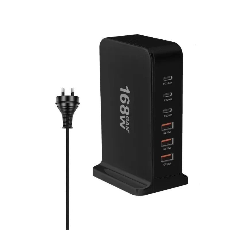 Black 168W GaN USB-C Charging Station PD Fast Charger Adapter for iPhone & More 357216114927