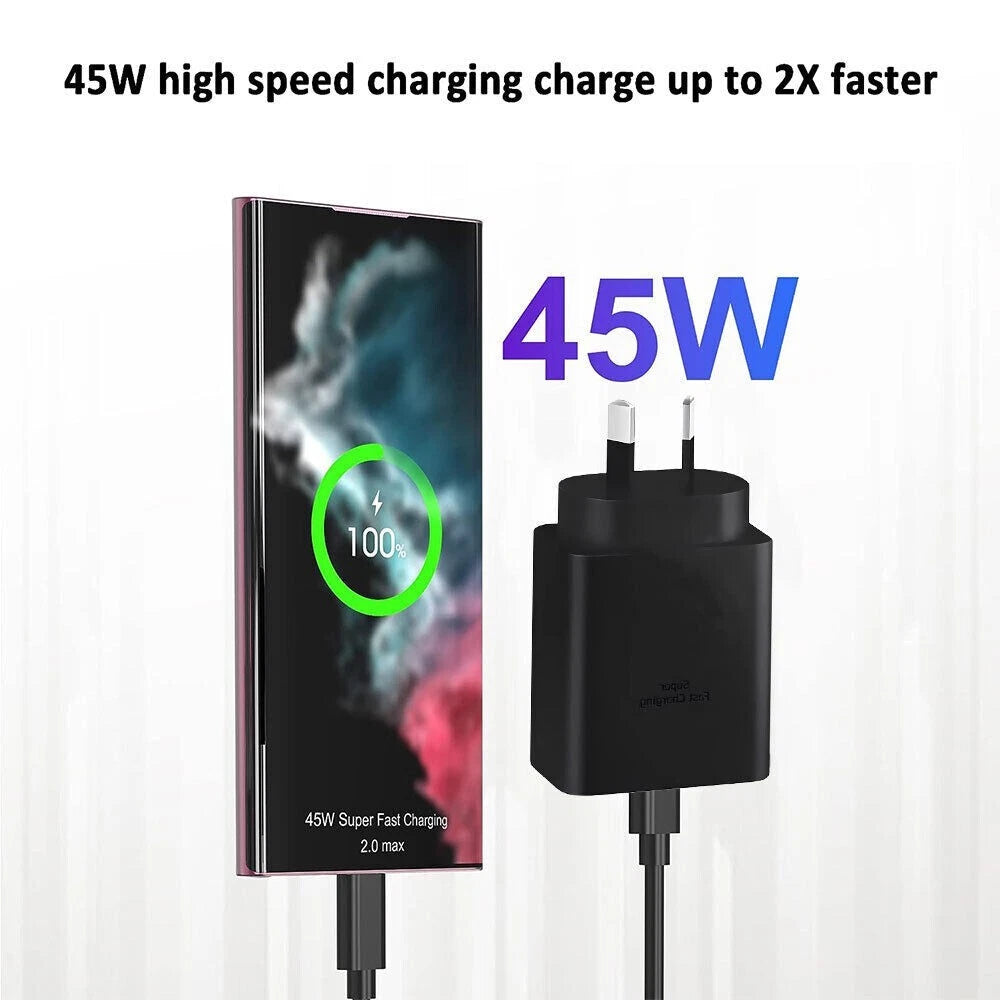 Genuine Samsung 45W Super FAST Wall Charger PD Adapter & Type C USB-C Cable S23