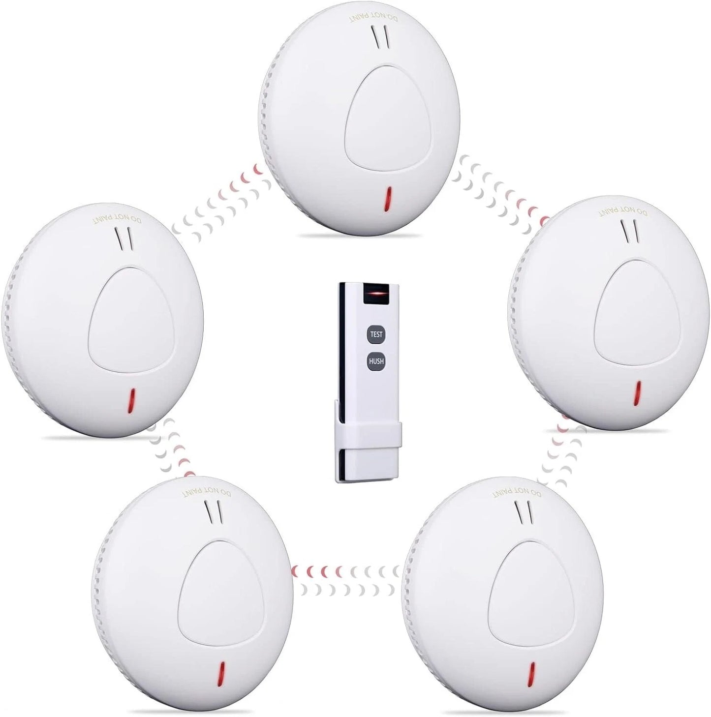 5x ANKA Wireless Interconnected Photoelectric Smoke Alarm Detector & Remote