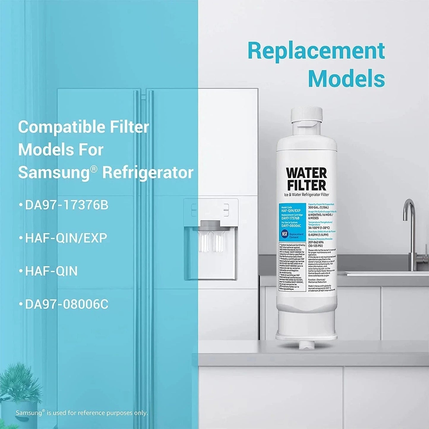 2 Pack Samsung DA97-17376B HAF-QIN/EXP DA97-08006C Refrigerator Water Filter